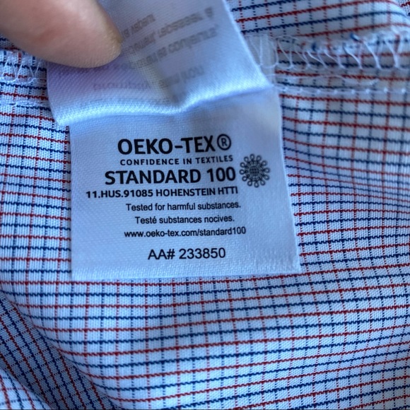 Van Heusen Red & Blue Check Reg Fit Wrinkle Free Button Up Shirt - Picture 10 of 12